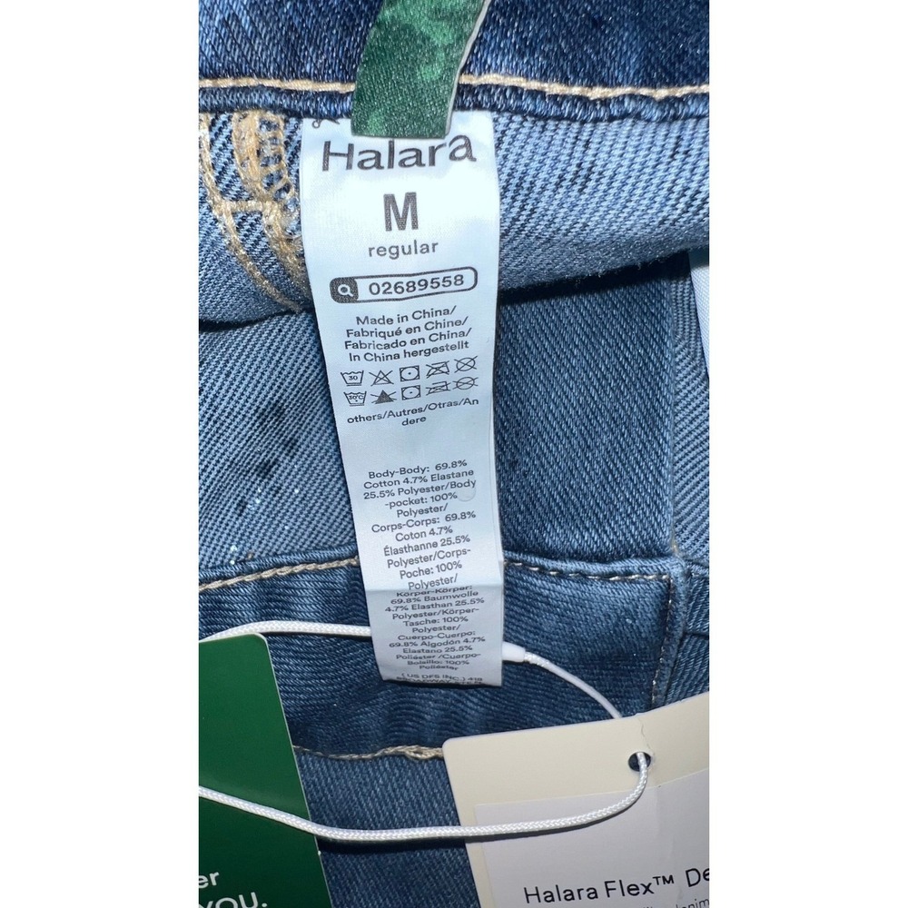 Halara Flex Denim Wide Leg Cuffed Jeans Medium Wash Blue High Waisted Size M - Picture 5 of 5